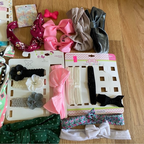 Baby Toddler Girl Headband Hair Accessory Huge Lot Green White Blue Flower Dot - Picture 5 of 5